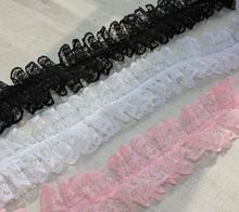 10yards/lot 4cm wide black/pink/white ruffle lace guipure lace trimming decoration diy handmade accessories 2024 - buy cheap