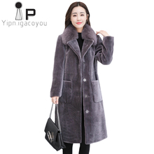 Women Long Jacket Winter Faux Fur Coat Warm Fox Fur Collar Overcoat Fashion Plus Size Loose High Quality Elegant Ladies Outwear 2024 - buy cheap