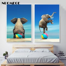 NUOMEGE Creative Animal Elephant Poster Prints Balloon Nursery Wall Art Canvas Picture Children Bedroom Decorative Painting 2024 - buy cheap