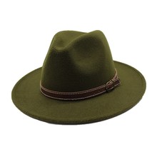 Ozyc-boné de lã tipo fedora, chapéu para homens e mulheres, chapéu de aba larga, para outono e inverno, cinto masculino e feminino 2024 - compre barato