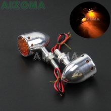 Motorbike Turn Signal Light Polished 12V Amber Indicator Blinker for Kawasaki Suzuki Honda Yamaha Street Bike Chopper Universal 2024 - buy cheap