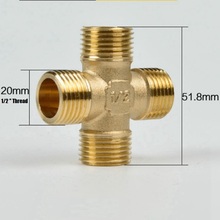 1/2" 20mm Four-Way Male Thread Connector Copper Connection Hose Water Pipe Cross Connector Splitters 2024 - buy cheap