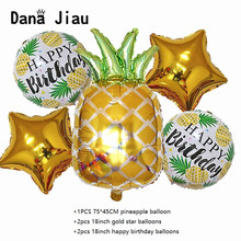 5 pçs ouro abacaxi conjunto de frutas balões feliz aniversário tema balão festa de férias decoração crianças brinquedo pentagrama selo automático bola 2024 - compre barato