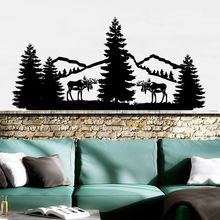 Montañas vinilo adhesivo pared naturaleza Pino adhesivos árboles para pared bosque papel pintado con paisaje ciervo animales pared Mural decoración del hogar AY1364 2024 - compra barato