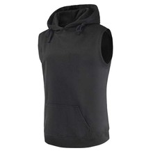 Fashion Hooded Collar Pullover Vest Men Sweatshirt Sleeveless Jacket with Front 2 Pocket Casual Slim Waistcoat Man Clothing 2024 - buy cheap