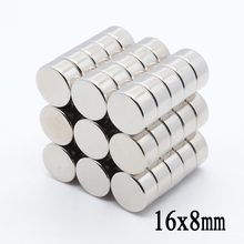 50pcs 16x8 mm NdFeB N35 Round Craft Neodymium Magnets Super Strong 16mm*8mm Powerful Rare Earth Magnet 2024 - buy cheap