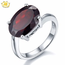 HUTANG 6.02ct Natural Black Garnet Rings Solid 925 Sterling Silver Ring Oval Gemstone Fine Stone Elegant Jewelry Women Gift New 2024 - купить недорого