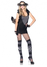FREE SHIPPING ZY887 Sexy Risky Raccoon Halloween Costume Animal Dress Outfit w/ Bushy Tail 2024 - buy cheap