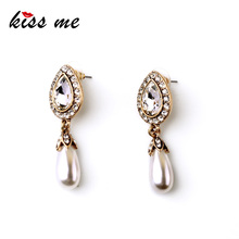 European Style Fashion Rerto Set Crystal Simulated Pearl Women Dangle Earrings Factory Wholesale 2024 - buy cheap