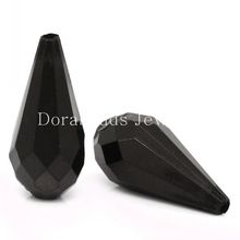 DoreenBeads Free Shipping! Acrylic Spacer Beads Teardrop Black Faceted 24x11mm,Hole:Approx 1.5mm,50PCs (B28832) 2024 - buy cheap