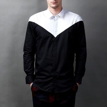 XS-5XL! Мужская одежда 2016, мужской стилист, черно-белый, смешанные цвета, английская рубашка, размера плюс, сценические костюмы для певиц 2024 - купить недорого