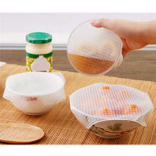 Envoltura de silicona reutilizable para alimentos, 4 Uds., con sello de papel para tapa de comida fresca, accesorios de envoltura de alimentos al vacío, herramientas de cocina 2024 - compra barato