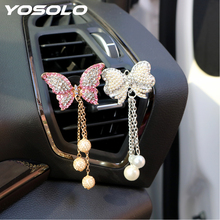 YOSOLO-ambientador con forma de mariposa para coche, accesorios de cristal Artificial para Estilismo de automóvil, fragancia sólida, bonito 2024 - compra barato