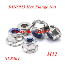 20pcs M12 DIN6923 Hexagon Flange Nuts 304 Stainless steel Nylon Insert Hex Nuts with Flange 2024 - buy cheap