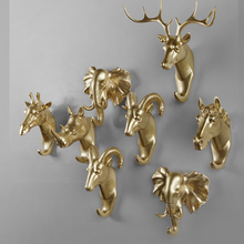 Rural style fashion Resin Gold Animal Head Clothes Hanging Coat Towels Hooks Hanger Decorative Wall Hooks 2024 - buy cheap