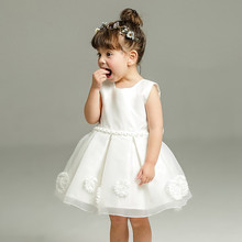 Latest Bow Girl Dresses Baby Solid White Ball Sleevless Vestido For 1 Year Birthday Party Formal Baby Clothes 2022 154715 2024 - buy cheap