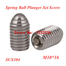 10pcs M10*16 Hex Socket Spring Ball Plunger Set Screw, 10mm wave beads positioning marbles tight screws Stainless steel 2024 - buy cheap