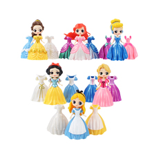 18 шт./лот 8 см Фигурки принцессы игрушки одежда Сменные Белоснежки Русалка ПВХ Коллекционная модель игрушка кукла 2024 - купить недорого