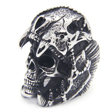 Support Dropship New Size 7-16 Huge Heavy 316L Stainless Steel Fashion Jewelry Men Boy Ghost Skull Ring 2024 - buy cheap