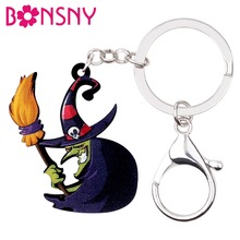 Bonsny Acrylic Halloween Old Witch Key Chain Keychain Ring Anime Decoration Jewelry For Women Girls Grandmother Gift Accessories 2024 - buy cheap