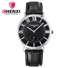 Chenxi relógio de pulso de couro masculino, relógio formal de quartzo com pulseira de couro 2024 - compre barato