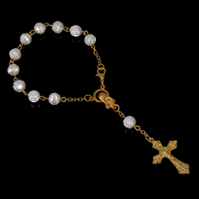8mm Gold Rose Beads Cross Pearl Religious Rosary Catholic Bracelet Women Wholesale Beaded Bracelet Jewelry 2024 - buy cheap