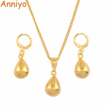 Anniyo-collares con colgante de Color dorado para mujeres, collares pequeños de joyas de agua, juego de pendientes para chicas, regalos árabes africanos #140306 2024 - compra barato