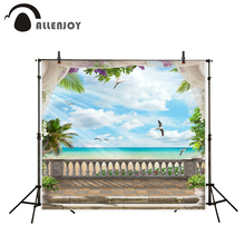 Allenjoy photo background fence sea seagull romantic wedding backdrops vinyl backdrops for photography 2024 - buy cheap