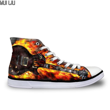 Customized Guitar Printing Men's Vulcanize Shoes Teenagers Punk Style Sneakers for Students Classic Canvas Shoes Cool Flat Shoes 2024 - buy cheap