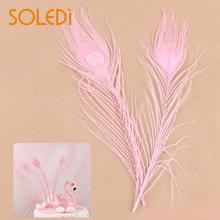 10 pcs 27cm Peacock Feather Decoration Flamingos Pink Beautiful Pink Peacock Hair 1PCS Feather Shooting Props Cake Decoration 2024 - buy cheap