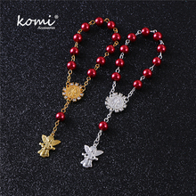 Komi-pulsera de cristal con cuentas para hombre y mujer, cadena larga con colgante de Ángel para rezar, regalos, nuevo diseño 2024 - compra barato
