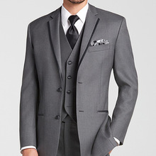 Tailcoat Grey Notch Lapel Single Breasted Groom Men Suit Tuxedos Groomsmen Man 3 Pcs Mens Wedding Suits (Jacket+Pant+Vest+Tie) 2024 - buy cheap