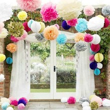 Bolas de flores para decoración de sala de estar, pompones de papel tisú, 9 colores, 20cm (8 "), 10 unids/lote, 20 colores 2024 - compra barato