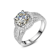 2CT 8 мм G-H круглое ограненное кольцо с бриллиантом из моиссанита, свадебное Ювелирное Украшение, положительное кольцо из стерлингового серебра 925 пробы на годовщину 2024 - купить недорого