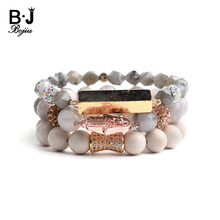 BOJIU 3 Pcs/Set Cute Palm Evil Eye Charms Bracelets For Women Gray Labradorite Withe Natural Stone Bracelet Female Gift BCSET177 2024 - buy cheap
