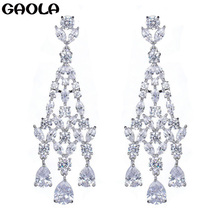 GAOLA Factory New Arrival New Design Women's Earrings Clear AAA CZ Bright Dangle Earring Wedding Party Fashion Jewelry GLE4745 2024 - buy cheap