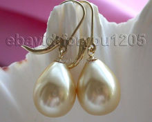 Wholesale 5pc>>>>>CNatural 12x17mm Golden Drip Shell Pearl Earrings jewelry 2024 - buy cheap