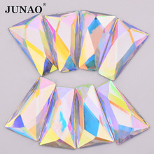 JUNAO-diamantes de imitación grandes de 13x27x44mm, aplique AB, Strass grande, trapezoidal, cristales planos sin necesidad de coser, piedras de fantasía para manualidades 2024 - compra barato