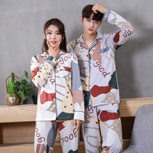 New Lovers Cotton Pyjamas Men and Women Elastic Long Sleeve Trousers Plus Size Pajamas Spring Printing Sleepwear Thin Home Suit 2024 - buy cheap