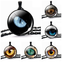 Dragon Eye Cat Eye Necklace Men Steampunk Black Chain Glass Pendant Necklace Fashion Accessories Handmade Gift for Men 2024 - buy cheap