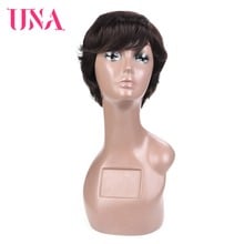 UNA Short Straight Wigs Indian Straight Hair Wigs Non Remy Indian Hair Wigs 120% Density Short Human Hair Wigs For Women LDH6338 2024 - buy cheap