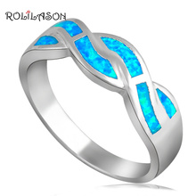Special shape New design Blue Fire Opal stamp silver colorJewelry Rings for women USA #6#6.5#7#7.5#8.5#9 OR680 2024 - buy cheap