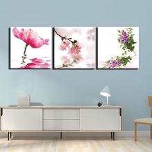 Современная Картина на холсте, 3 предмета, абстрактные цветочные плакаты, холст, печать, настенные картины для гостиной 2024 - купить недорого