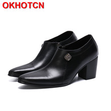 Side Zipper Mens Shoes High Heels Italian Shoe Brand Thick Sole Oxford Shoes Rhinestone Large Sizes Mens Dress Boots High Heels 2024 - buy cheap
