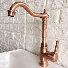 Antique Red Copper Brass Bathroom Kitchen Basin Sink Faucet Mixer Tap Swivel Spout Single Handle One Hole Deck Mounted mnf399 2024 - buy cheap