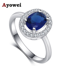 Ayowei anel de zircônia em estilo simples 925, prata azul, presente de casamento para mulheres, design jr2173a 2024 - compre barato