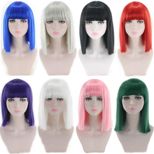 Peruca longa lisa resistente ao calor, para cosplay, cabelo sintético, anime, festa de halloween, 8 cores, rosa, preto, azul, egito, traje feminino 2024 - compre barato