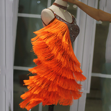 Beautiful! Kids Dresses For Girls Rhinestone Fringe Dress Thick Tassels Dance Wear Tango Dress Competition Latin Dress BL1662 2024 - buy cheap