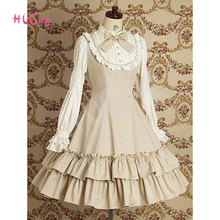 Hugne Sweet Lolita Dress Women's Classic Long Sleeve Vintage Dress with Ruffles 2024 - buy cheap