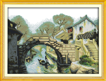 Kit de punto de cruz "Memory of Jiangnan" lanscape garden 14ct 11ct, bordado de costura artesanal, costura hecha a mano 2024 - compra barato